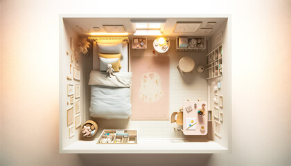 Overhead Perspective of Bright Childs Bedroom Sanctuary