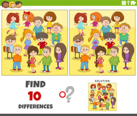 differences activity with cartoon children characters group