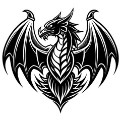 Dragon wint wings Logo style silhouette vector art Illustration