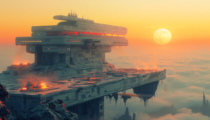 futuristic architecture in a science fiction landscape