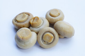 Champignon mushrooms in brine. Canned champignon mushrooms whole