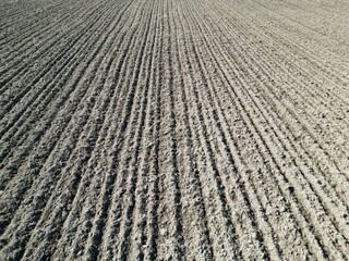 Fly over a newly plowed field