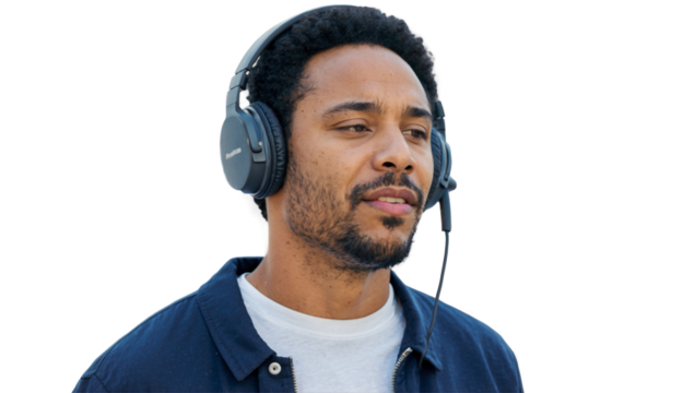 A man wearing headphones png
