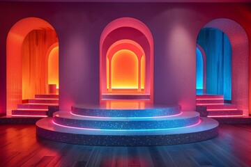 Visually Striking and Atmospheric Space with Illuminated Arches