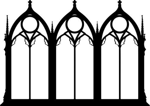 A gothic arch silhouette, capturing the essence of medieval architecture, suitable for thematic designs and decor.