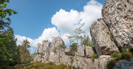 rocky quartz formation, tourist destination geotope Grosser Pfahl, near Viechtach lower bavaria.