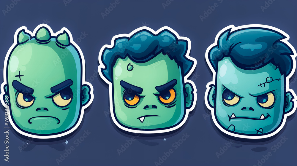 Wall mural cute frankenstein stickers collection