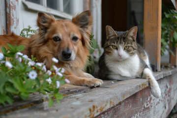 A cat and a dog are companions.

