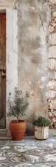 Fototapeta na wymiar Rustic stone and plaster texture, mimicking the walls of traditional Greek homes in olive groves and island villages, with a warm, earthy palette tones created with Generative AI Technology