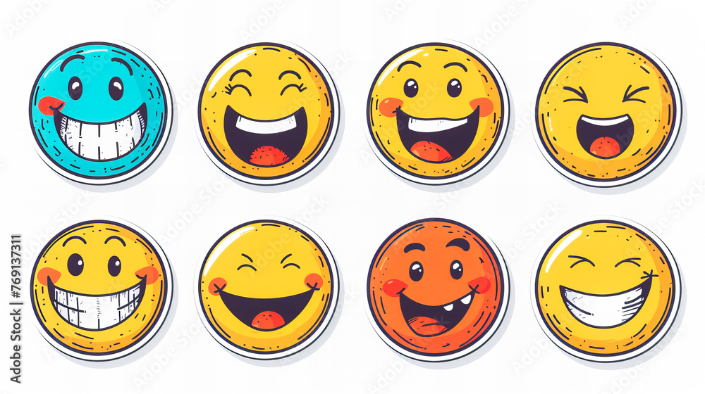 Wall mural funny comic smiley collection