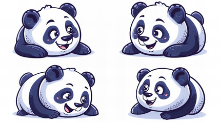funny comic panda stickers collection