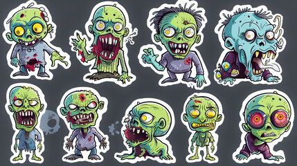 funny comic zombie stickers collection