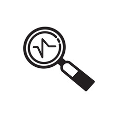 Statistics magnifying glass logo icon