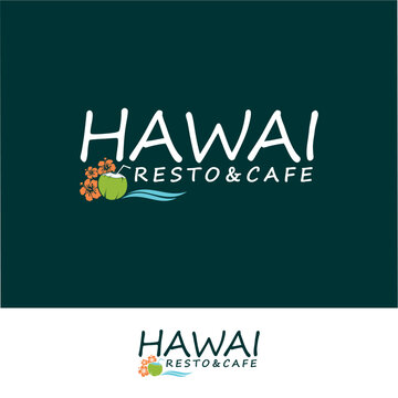 Vector template of hawaiian cafe and restaurant logo design, modern cafe and restaurant logo