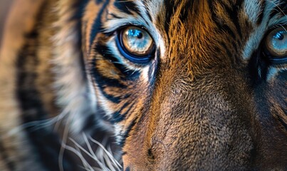 Close-up of a captive Bengal-Siberian tiger - obrazy, fototapety, plakaty