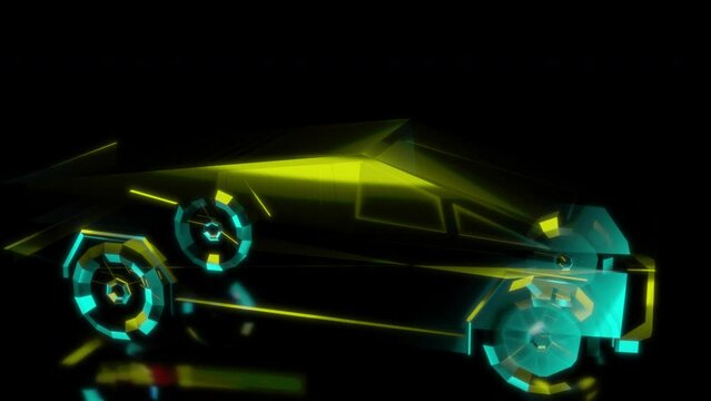 Rendering 3D animation, VISUAL EFFECTS car SUV all wheel drive Model on a black background