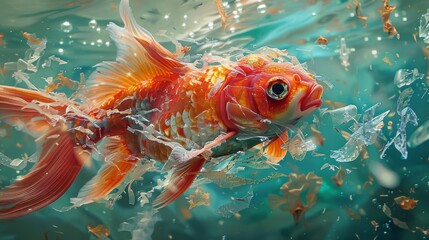 Polluted Ocean Beauty: Fish and Plastic Waste Generative AI