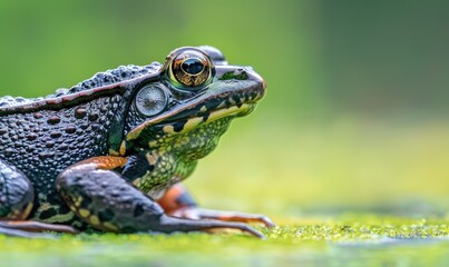 Obraz premium Close-up portrait of a Rana arvalis in profile