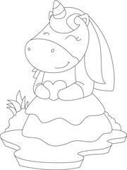 Unicorn Bride Heart Wedding Animal Vector Graphic Art Illustration