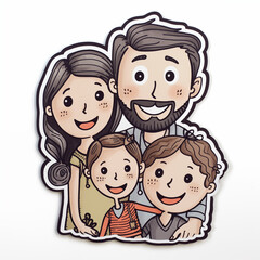 happy family. parents and children. sticker on white background