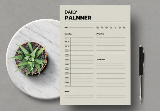 Daily Planner Template Layout