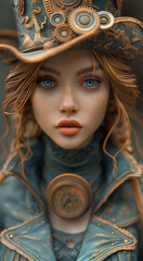 Portrait of a steampunk girl. - 769143980