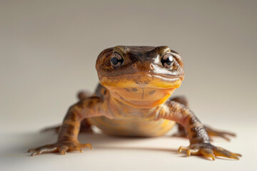 A purebred newt poses for a portrait in a studio with a solid color background during a pet photoshoot.- 769144141