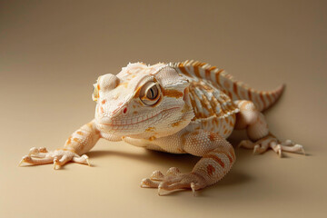 A frog poses for a portrait in a studio with a solid color background during a pet photoshoot.- 769144573
