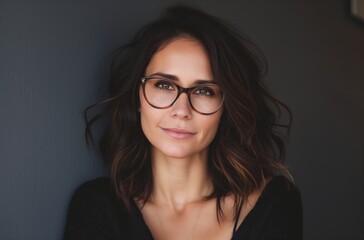 A confident woman with glasses