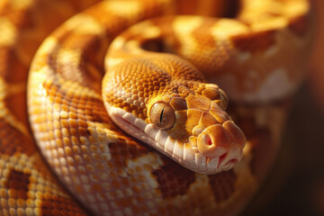 A purebred snake poses for a portrait in a studio with a solid color background during a pet photoshoot.- 769144716