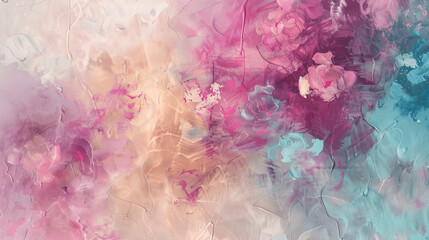 Abstract Painting Wallpaper. Contemporary Art Texture with Flowers , Generative AI.