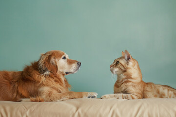 A cat and a dog are companions.- 769144927