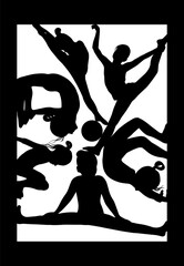 Poster silhouette of a gymnast. hand drawing. Not AI, Vector Illustration