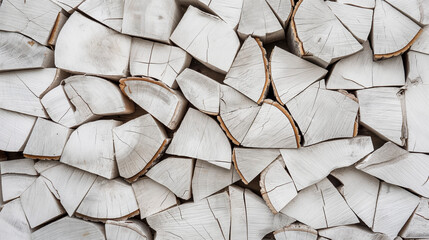 Catasta di legno bianco, betulla