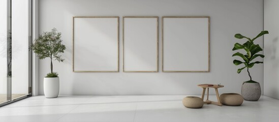 Minimalist Frame Mockup on White Floor