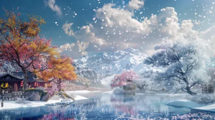 Photo sur Plexiglas Violet pâle Tranquil Landscapes: Seasons and Festivals