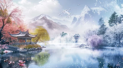 Fotobehang Tranquil Landscapes: Seasons and Festivals © Nijam