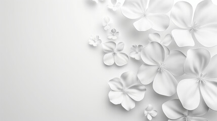 Sfondo bianco con fiori bianchi - obrazy, fototapety, plakaty
