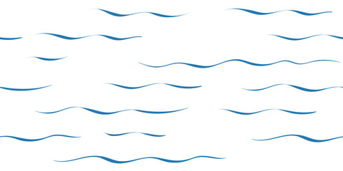 Fototapeta premium Seamless Wave Vector Pattern, watercolor water background. Wavy sea beach print, curly grunge paint lines.