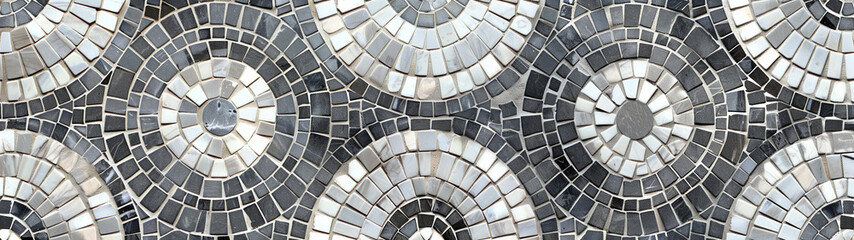 Classic Beauty: Grey and White Mosaic of Concentric Circles
