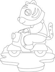 Tiger Motorcycle Animal Vector Graphic Art Illustration