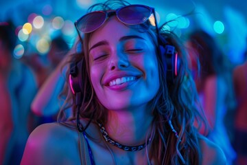 Silent Disco Enjoyment Blue Background