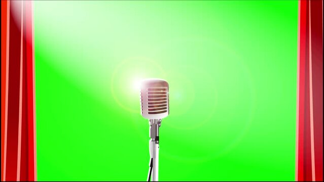 vintage microphone fifties rockabilly vector illustration on a green isolated background
