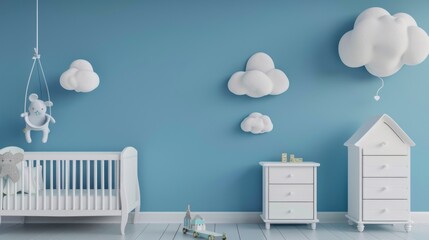 Children's bedroom interior for mockup,children's bedroom concept