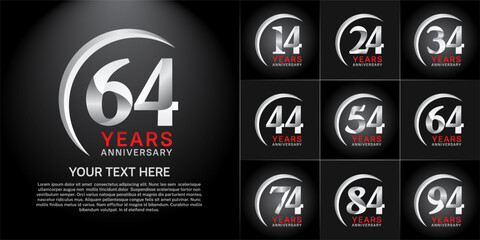 Set of Anniversary Logotype silver color can be use for special day celebration