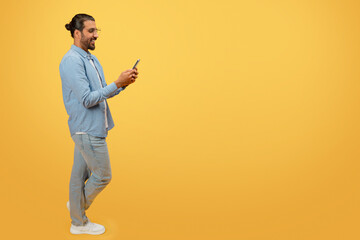 Man using phone in profile view