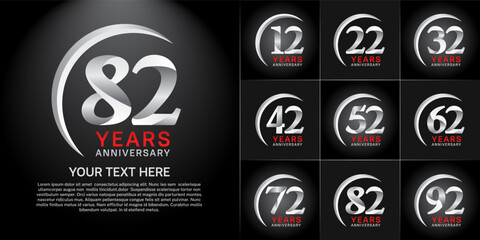 Set of Anniversary Logotype silver color can be use for special day celebration