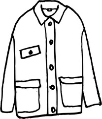 Woman clothes hand drawn doodle vector illustration. Denim jacket