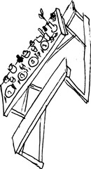 Garden furniture hand drawn vector illustration. Picnic table