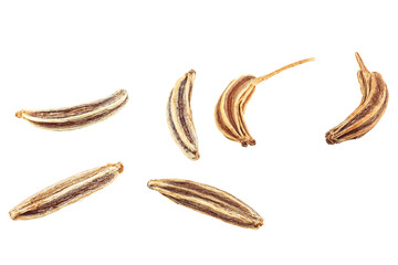Cumin seeds isolated on a white background, macro. Caraway grains. - 769150942